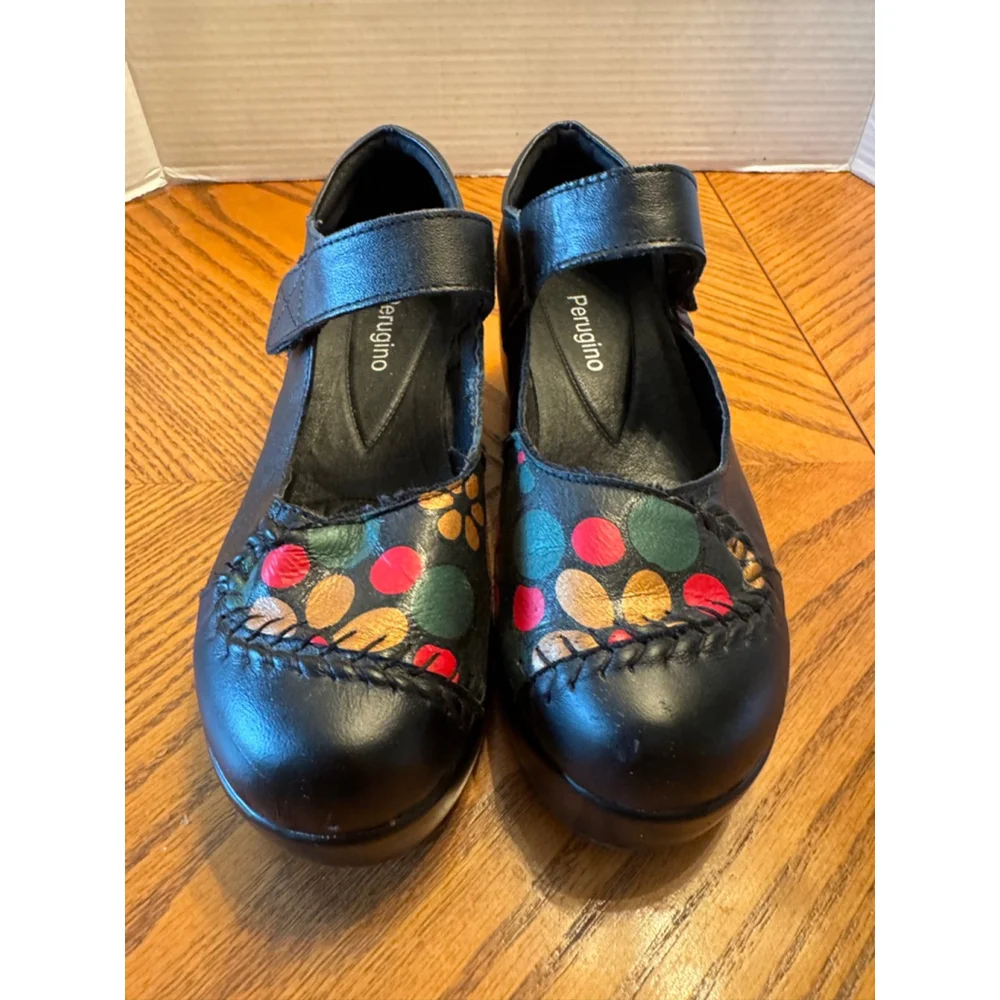 Perugino Black Leather Mary Janes